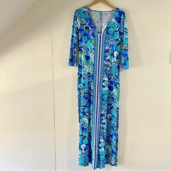 Lilly Pulitzer Anissa Maxi Dress in Blue Grotto Sirens And Spirits sz S - Picture 3 of 5